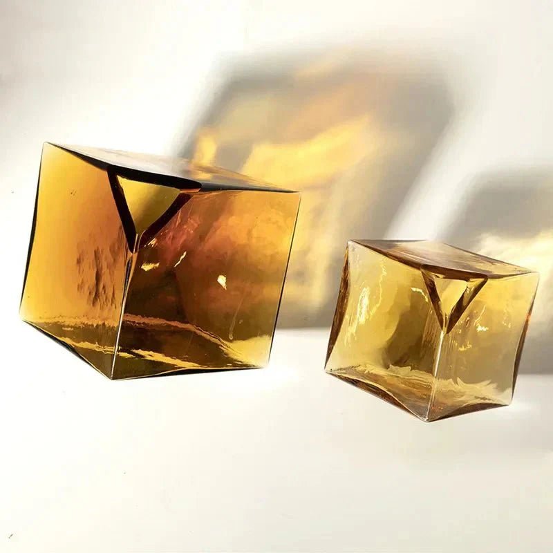 The Southern Atelier – Elegant Amber Glass Cube Vase for Chic Living Spaces, with Timeless Charm - The Southern AtelierSKU_1765807383465_258
