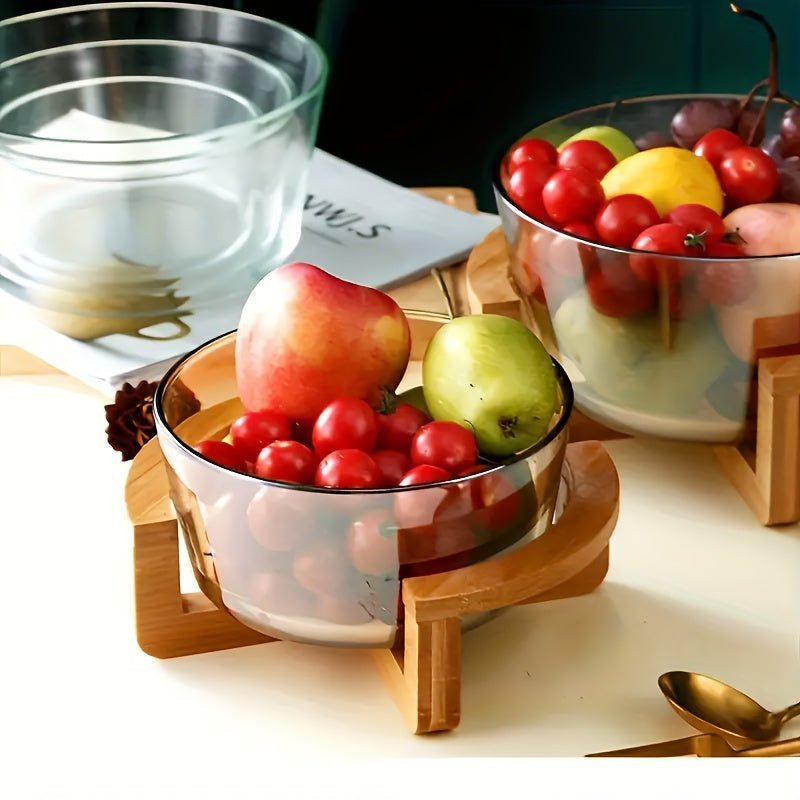 The Southern Atelier – Elegant Bamboo and Glass Fruit Bowl Set for a Stylish Centerpiece - The Southern AtelierSKU_1763119353753_301