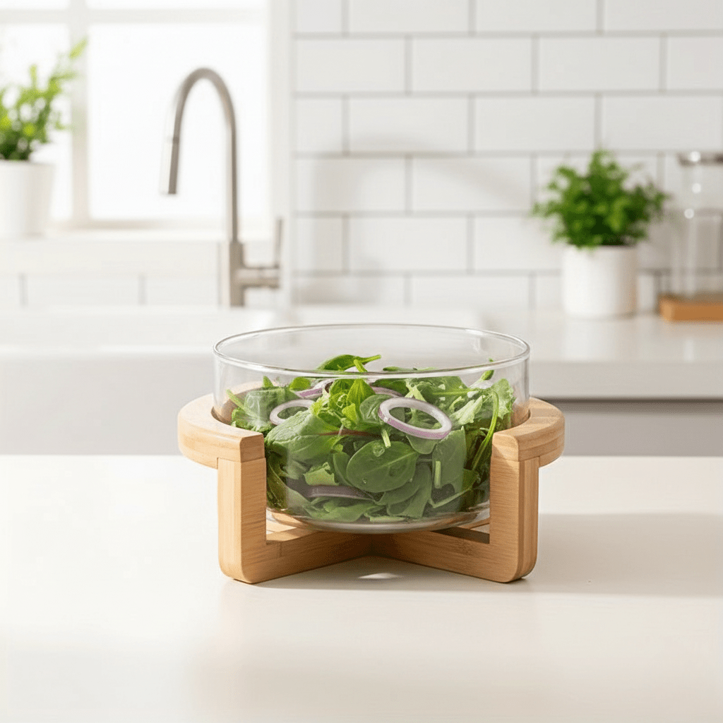 The Southern Atelier – Elegant Bamboo and Glass Fruit Bowl Set for a Stylish Centerpiece - The Southern AtelierSKU_1763119353753_89