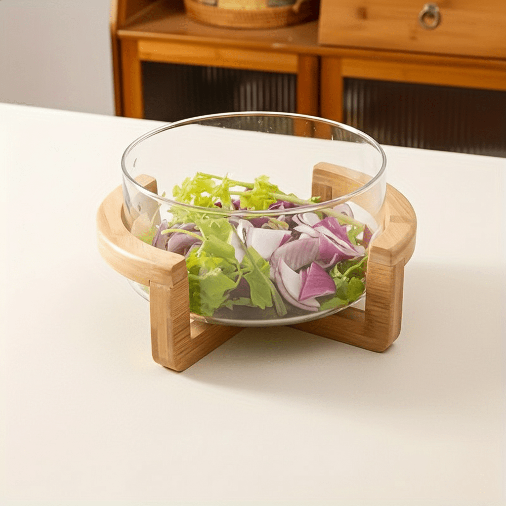 The Southern Atelier – Elegant Bamboo and Glass Fruit Bowl Set for a Stylish Centerpiece - The Southern AtelierSKU_1763119353753_89