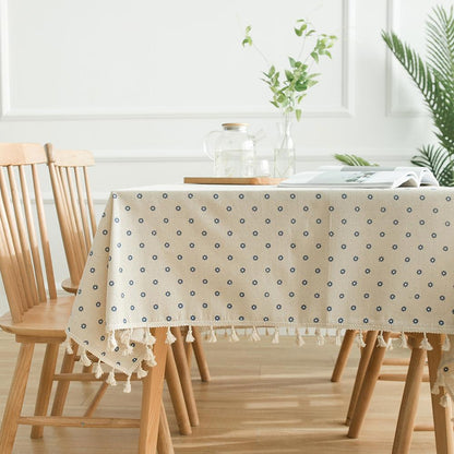 The Southern Atelier – Elegant Blue Floral Tablecloth with Decorative Edges for a Serene Kitchen Ambiance - The Southern AtelierSKU_1765807295848_628