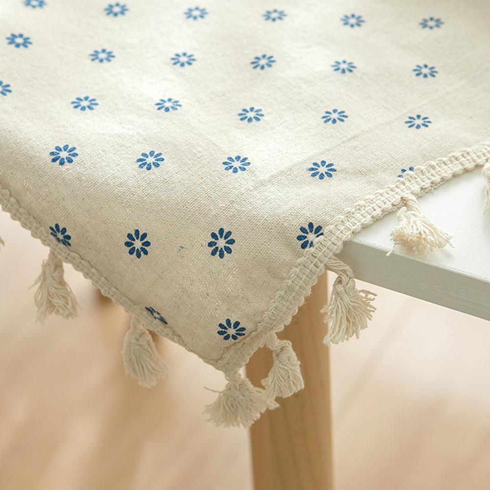 The Southern Atelier – Elegant Blue Floral Tablecloth with Decorative Edges for a Serene Kitchen Ambiance - The Southern AtelierSKU_1765807295848_628