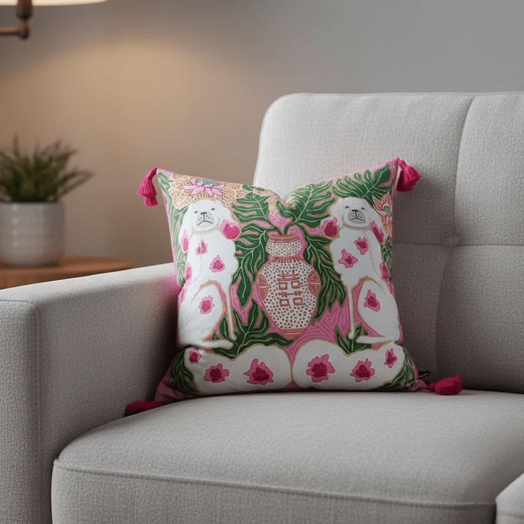 The Southern Atelier – Elegant Blush Pink Dog Tassel Cushion Cover for a Whimsical Touch - The Southern AtelierSKU_1763119317717_685