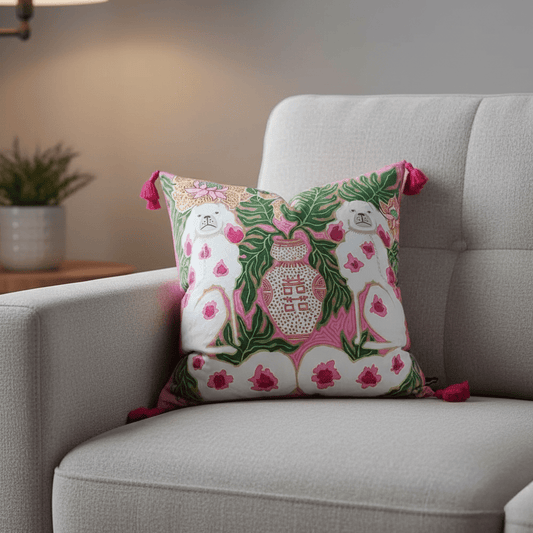 The Southern Atelier – Elegant Blush Pink Dog Tassel Cushion Cover for a Whimsical Touch - The Southern AtelierSKU_1763119317717_685
