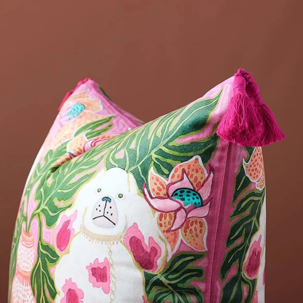 The Southern Atelier – Elegant Blush Pink Dog Tassel Cushion Cover for a Whimsical Touch - The Southern AtelierSKU_1763119317717_685