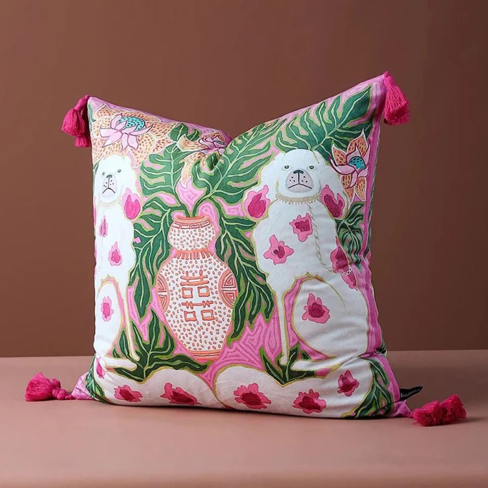 The Southern Atelier – Elegant Blush Pink Dog Tassel Cushion Cover for a Whimsical Touch - The Southern AtelierSKU_1763119317717_685