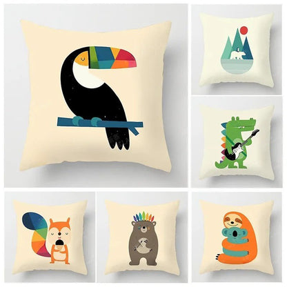 The Southern Atelier – Elegant Cartoon Animal Printed Cushion Cover for a Playful Touch - The Southern AtelierSKU_1774881531239_784