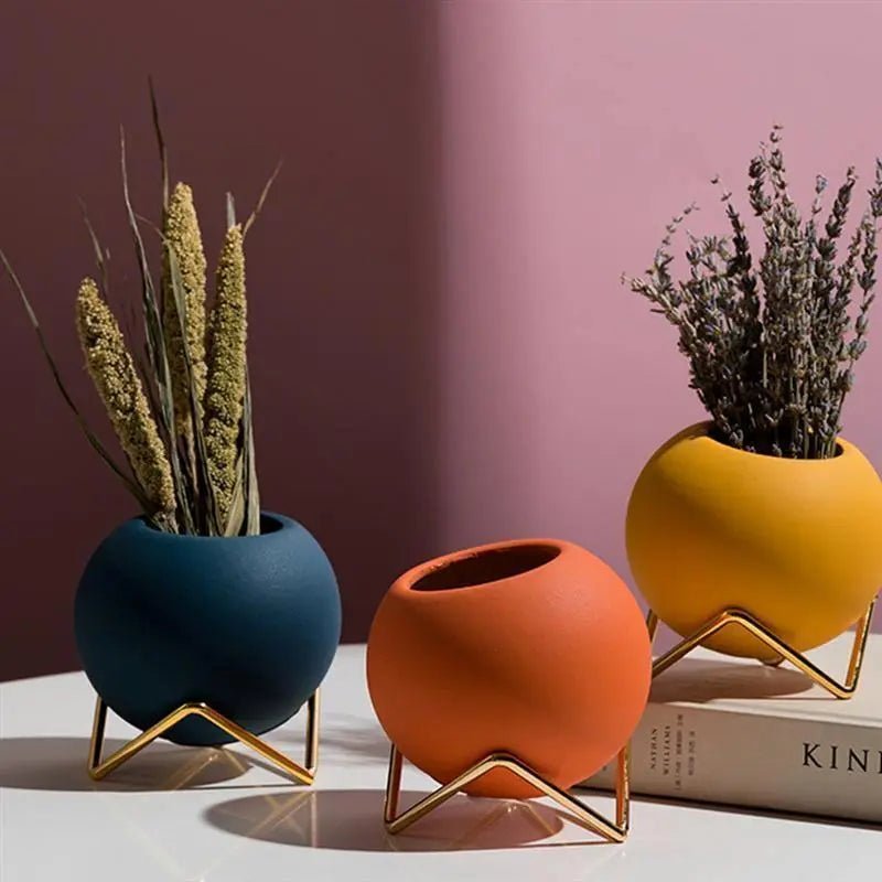 The Southern Atelier – Elegant Ceramic Planter in Chic Metal Stand for Timeless Spaces - The Southern AtelierSKU_1775908928178_668