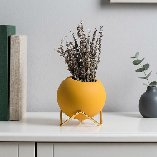 The Southern Atelier – Elegant Ceramic Planter in Chic Metal Stand for Timeless Spaces - The Southern AtelierSKU_1775908928178_668