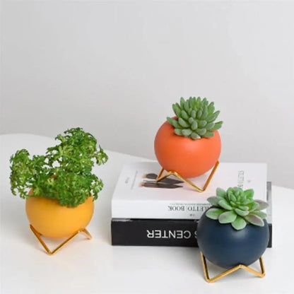 The Southern Atelier – Elegant Ceramic Planter in Chic Metal Stand for Timeless Spaces - The Southern AtelierSKU_1775908928178_668