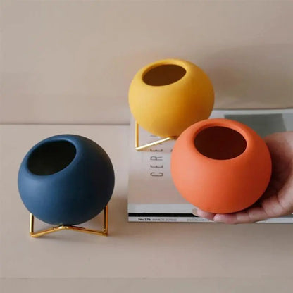 The Southern Atelier – Elegant Ceramic Planter in Chic Metal Stand for Timeless Spaces - The Southern AtelierSKU_1775908928178_668