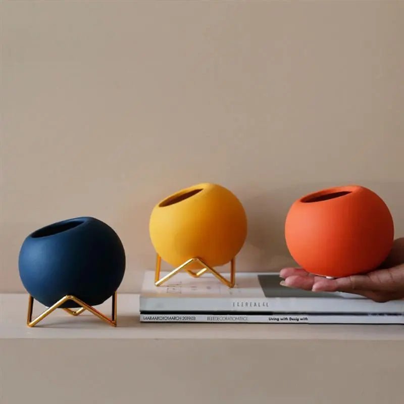 The Southern Atelier – Elegant Ceramic Planter in Chic Metal Stand for Timeless Spaces - The Southern AtelierSKU_1775908928178_668