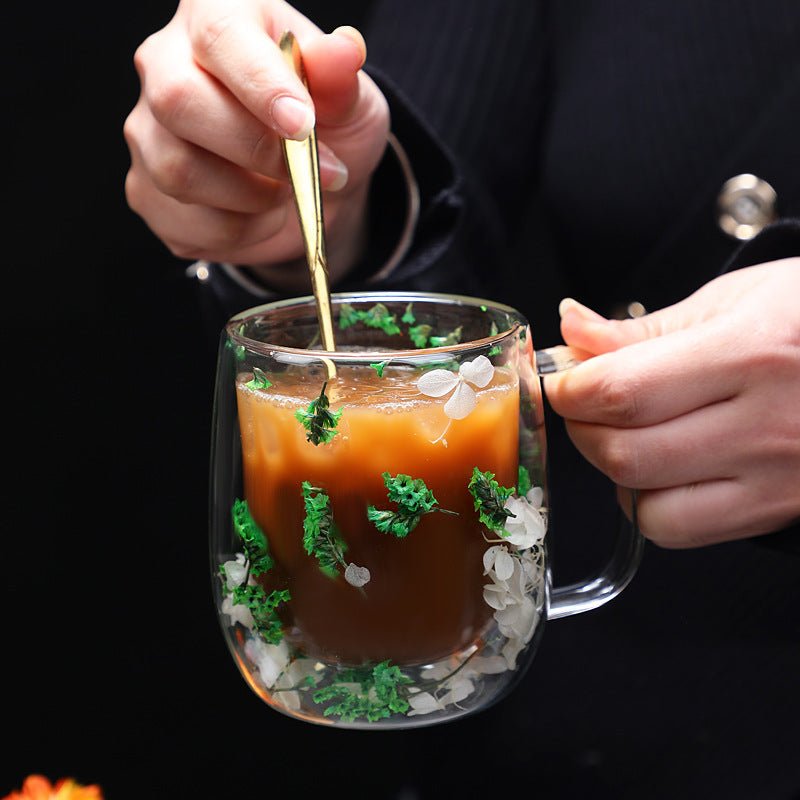 The Southern Atelier – Elegant Double-Walled Glass Mug for Floral Serenity - The Southern AtelierSKU_1775909296432_559