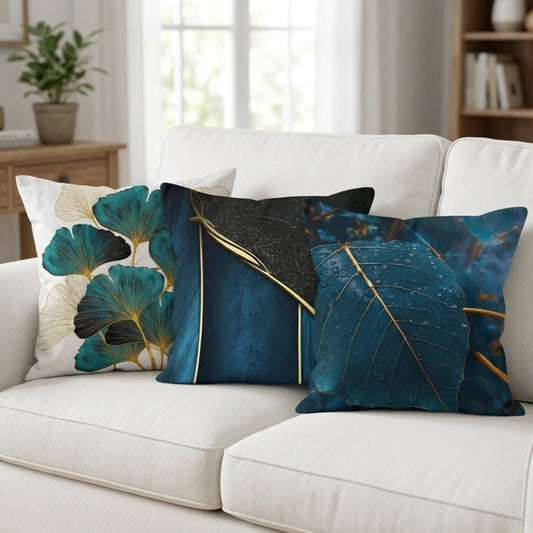 The Southern Atelier – Elegant Emerald Leaf Cushion Covers for a Serene Ambiance - The Southern AtelierSKU_1774883093615_553