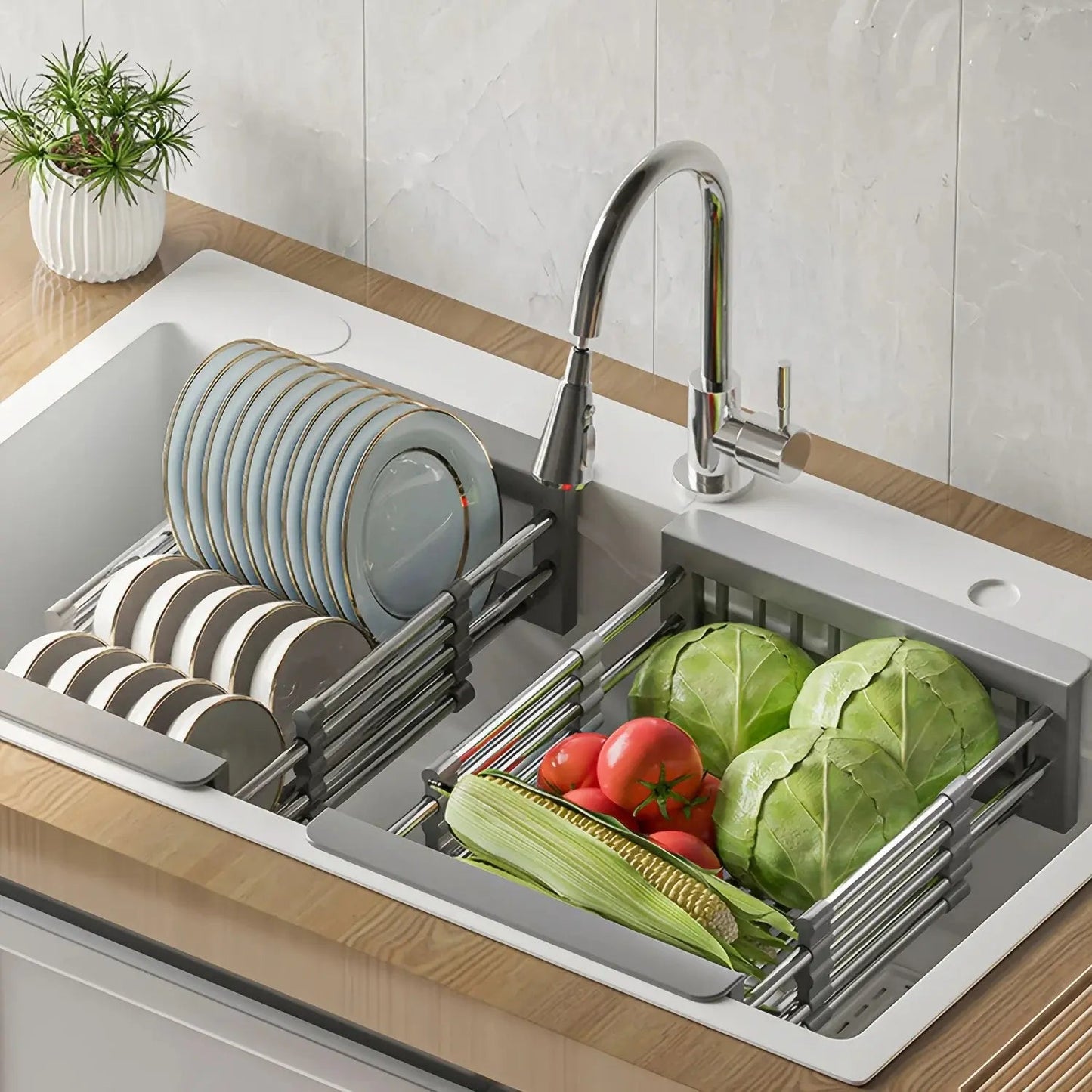 The Southern Atelier – Elegant Extendable Sink Drain Basket for Timeless Spaces - The Southern AtelierSKU_1775909268885_215