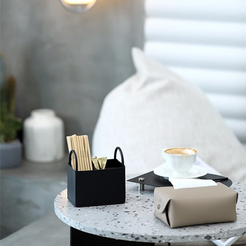 The Southern Atelier – Elegant Faux Leather Storage Basket for a Chic Organised Space - The Southern AtelierSKU_1775450104538_237