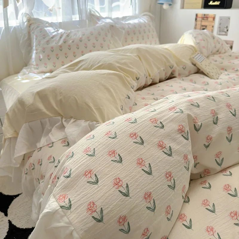 The Southern Atelier – Elegant French Washed Cotton Floral Quilt Set for a Serene Ambiance - The Southern AtelierSKU_1769008004690_489