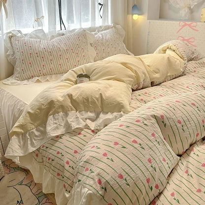 The Southern Atelier – Elegant French Washed Cotton Floral Quilt Set for a Serene Ambiance - The Southern AtelierSKU_1769008004690_858