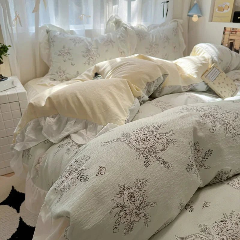The Southern Atelier – Elegant French Washed Cotton Floral Quilt Set for a Serene Ambiance - The Southern AtelierSKU_1769008004690_908