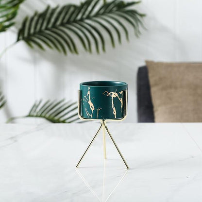 The Southern Atelier – Elegant Geometric Ceramic Planter with Stand for a Sophisticated Touch - The Southern AtelierSKU_1763119156487_155