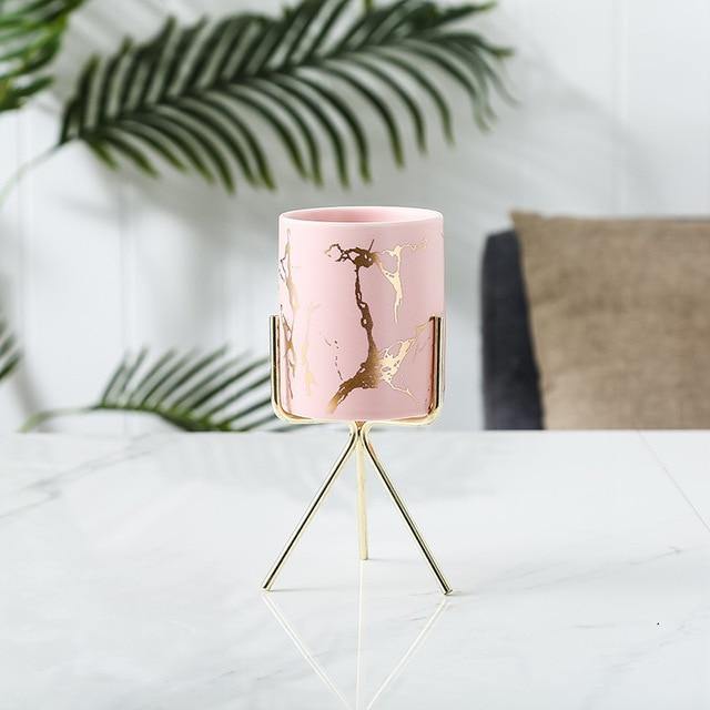marble plant pot with stand The Southern Atelier – Elegant Geometric Ceramic Planter with Stand fo
