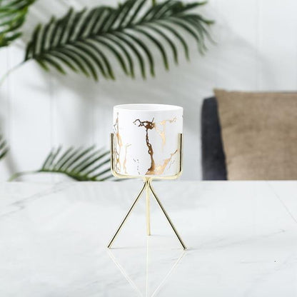 The Southern Atelier – Elegant Geometric Ceramic Planter with Stand for a Sophisticated Touch - The Southern AtelierSKU_1763119156487_598