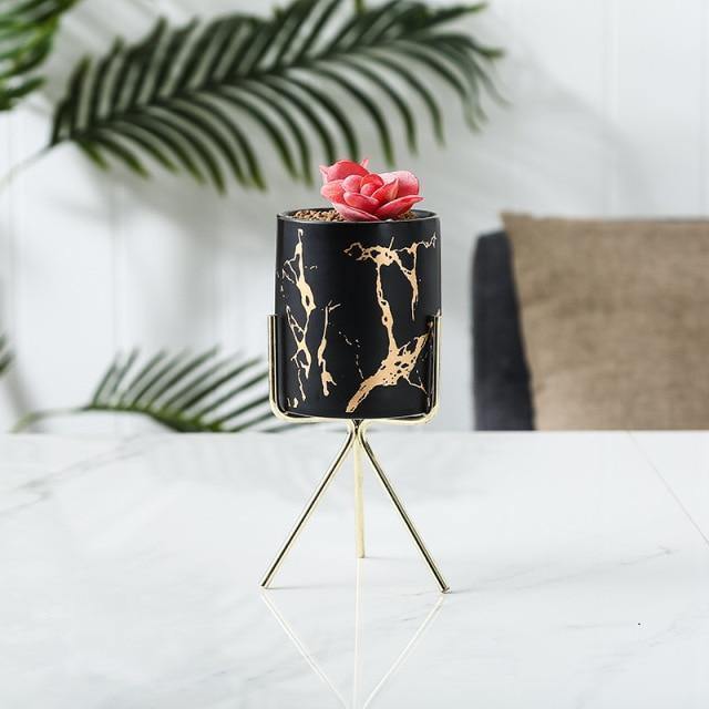 The Southern Atelier – Elegant Geometric Ceramic Planter with Stand for a Sophisticated Touch - The Southern AtelierSKU_1763119156487_787