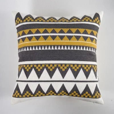 The Southern Atelier – Elegant Geometric Cotton Cushion Cover in Yellow and Grey Motif for a Warm Ambiance - The Southern AtelierSKU_1767876326351_232