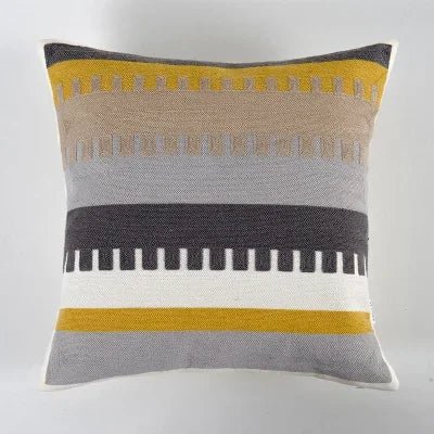 The Southern Atelier – Elegant Geometric Cotton Cushion Cover in Yellow and Grey Motif for a Warm Ambiance - The Southern AtelierSKU_1767876326351_615