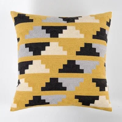 The Southern Atelier – Elegant Geometric Cotton Cushion Cover in Yellow and Grey Motif for a Warm Ambiance - The Southern AtelierSKU_1767876326351_641