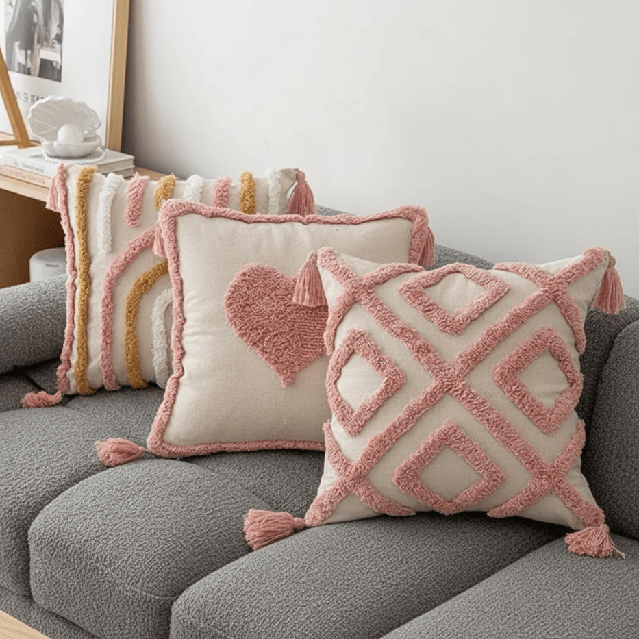 The Southern Atelier – Elegant Geometric Cushion Cover in Blush Pink for a Chic Living Space - The Southern AtelierSKU_1766400545154_984