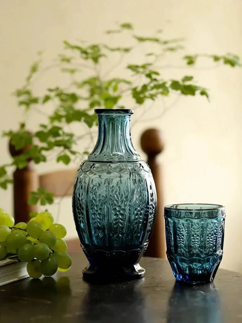 The Southern Atelier – Elegant Glass Carafe and Tumblers Set in Embossed Finish for a Serene Ambiance - The Southern AtelierSKU_1763118991113_947