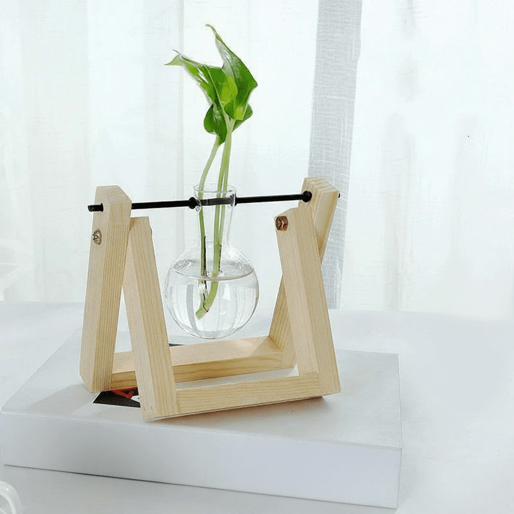 The Southern Atelier – Elegant Glass Propagation Vase with Chic Wooden A - Frame Stand for a Serene Ambiance - The Southern AtelierSKU_1764698753434_370