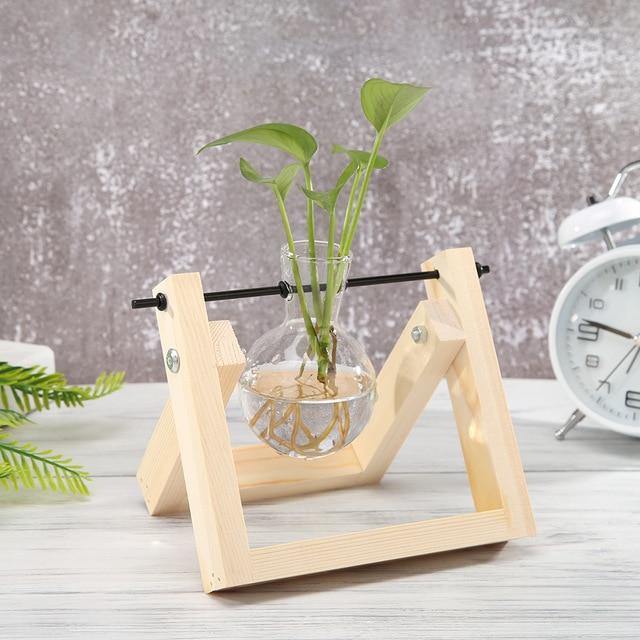 The Southern Atelier – Elegant Glass Propagation Vase with Chic Wooden A - Frame Stand for a Serene Ambiance - The Southern AtelierSKU_1764698753434_84