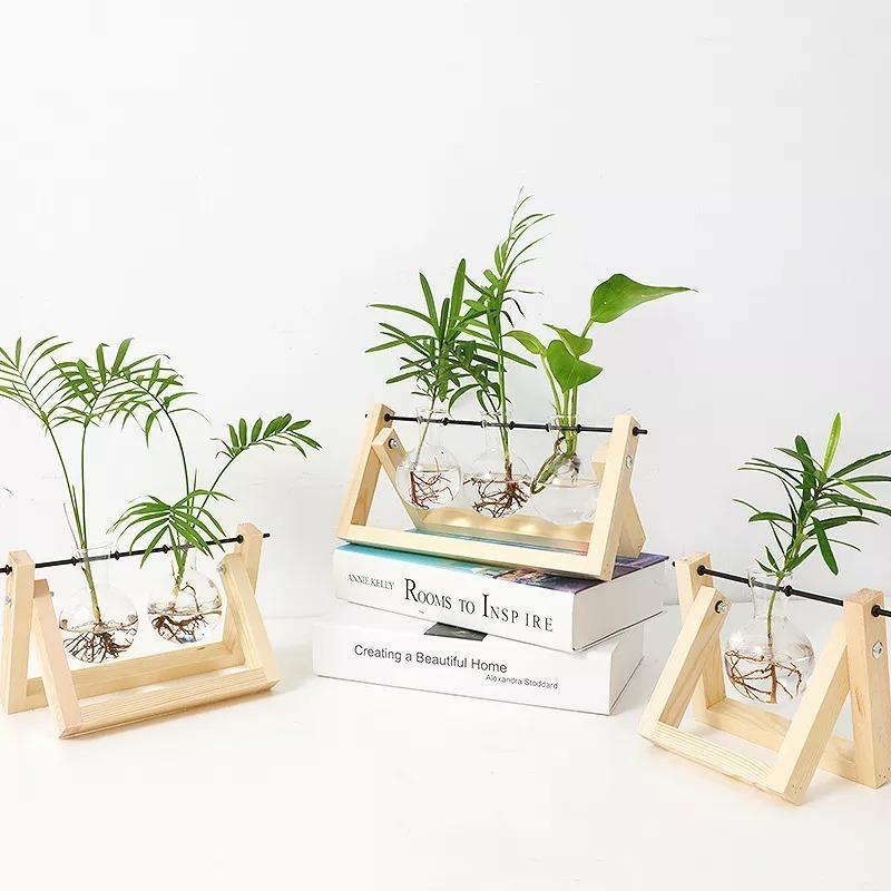 The Southern Atelier – Elegant Glass Propagation Vase with Chic Wooden A - Frame Stand for a Serene Ambiance - The Southern AtelierSKU_1764698753434_84