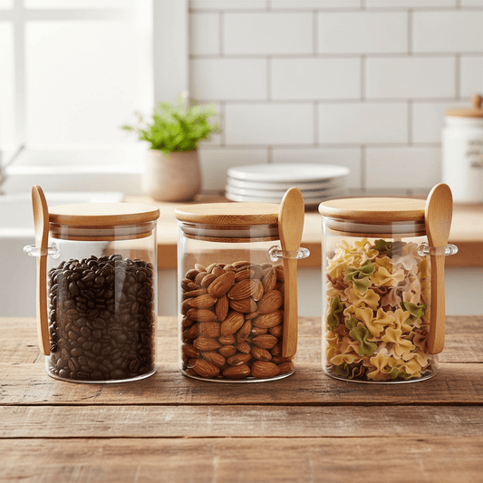 The Southern Atelier – Elegant Glass Storage Container with Wooden Lid and Spoon for Timeless Functionality - The Southern AtelierSKU_1763119136174_384