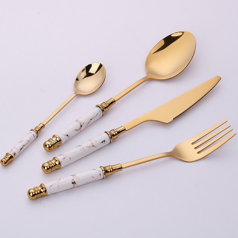 The Southern Atelier – Elegant Gold Marble Cutlery Set - The Southern AtelierSKU_1762349662995_105