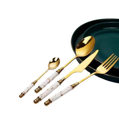 The Southern Atelier – Elegant Gold Marble Cutlery Set - The Southern AtelierSKU_1762349662995_105