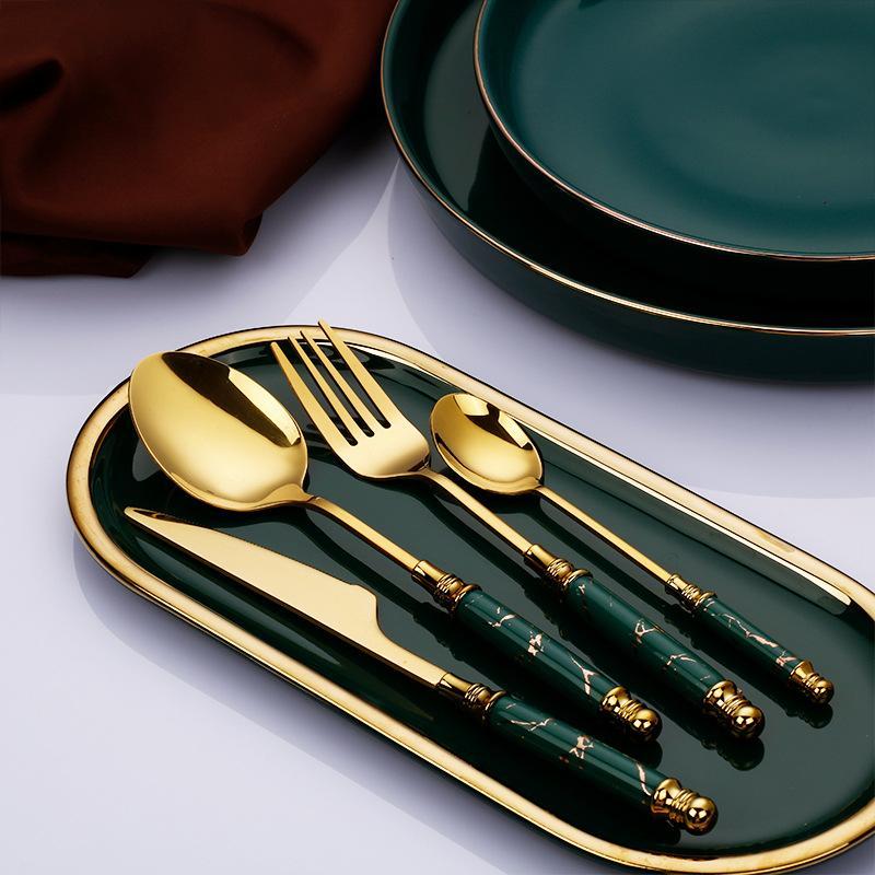 The Southern Atelier – Elegant Gold Marble Cutlery Set - The Southern AtelierSKU_1762349662995_105