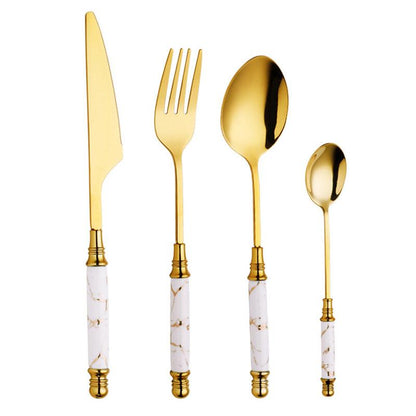The Southern Atelier – Elegant Gold Marble Cutlery Set - The Southern AtelierSKU_1762349662995_105