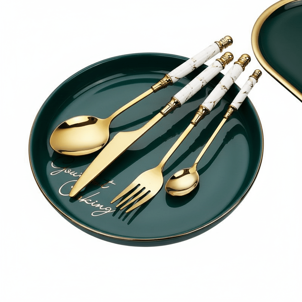 The Southern Atelier – Elegant Gold Marble Cutlery Set - The Southern AtelierSKU_1762349662995_105