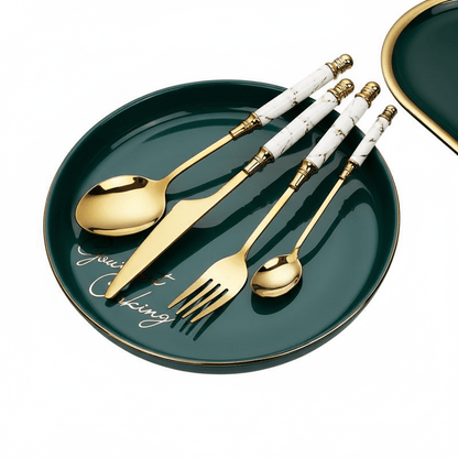 The Southern Atelier – Elegant Gold Marble Cutlery Set - The Southern AtelierSKU_1762349662995_105
