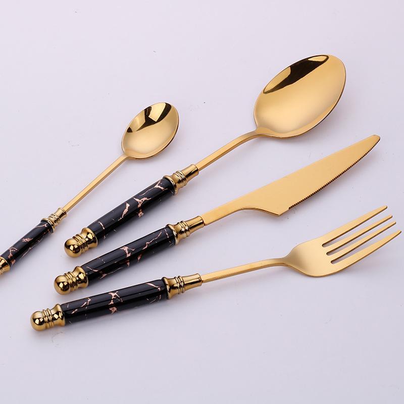 The Southern Atelier – Elegant Gold Marble Cutlery Set - The Southern AtelierSKU_1762349662995_173