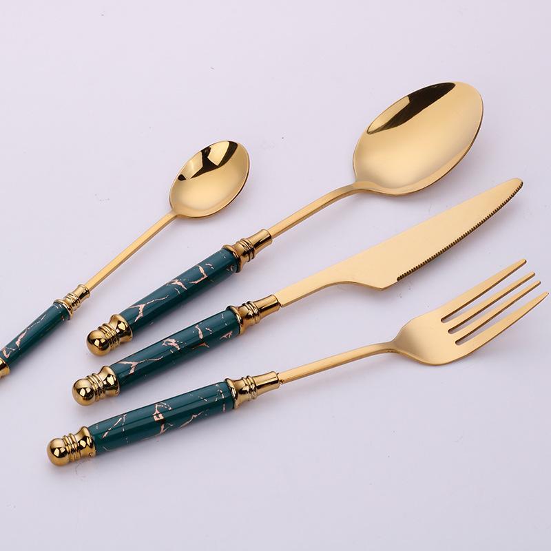 The Southern Atelier – Elegant Gold Marble Cutlery Set - The Southern AtelierSKU_1762349662995_832