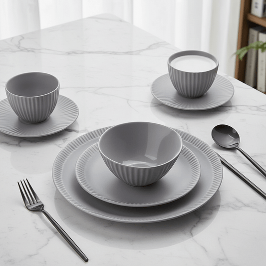 The Southern Atelier – Elegant Grey Stoneware Dining Set - The Southern AtelierSKU_1763119133405_589