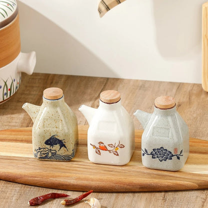 The Southern Atelier – Elegant Hand - Painted Ceramic Oil and Sauce Dispenser for Stylish Kitchen - The Southern AtelierSKU_1774883125858_181