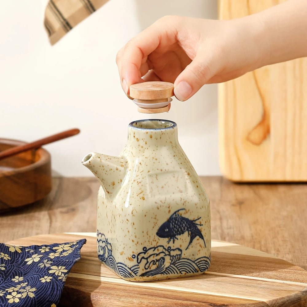The Southern Atelier – Elegant Hand - Painted Ceramic Oil and Sauce Dispenser for Stylish Kitchen - The Southern AtelierSKU_1774883125858_181