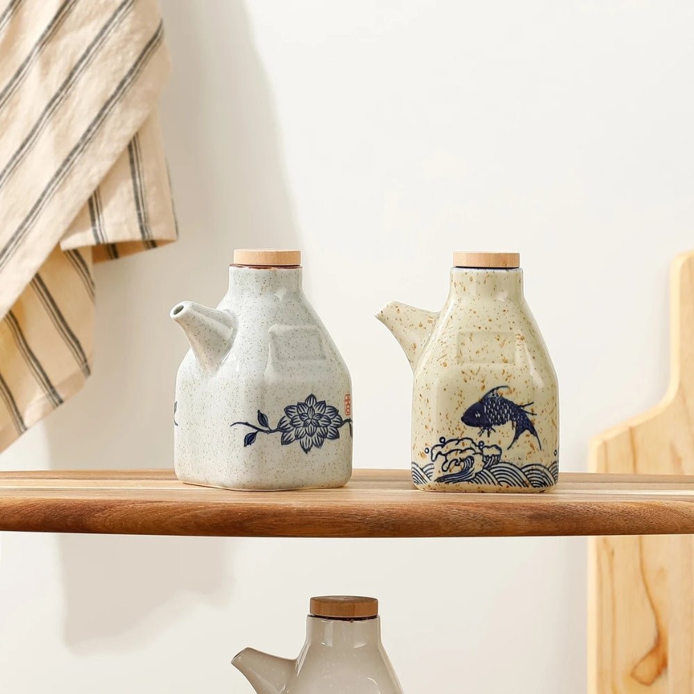 The Southern Atelier – Elegant Hand - Painted Ceramic Oil and Sauce Dispenser for Stylish Kitchen - The Southern AtelierSKU_1774883125858_181