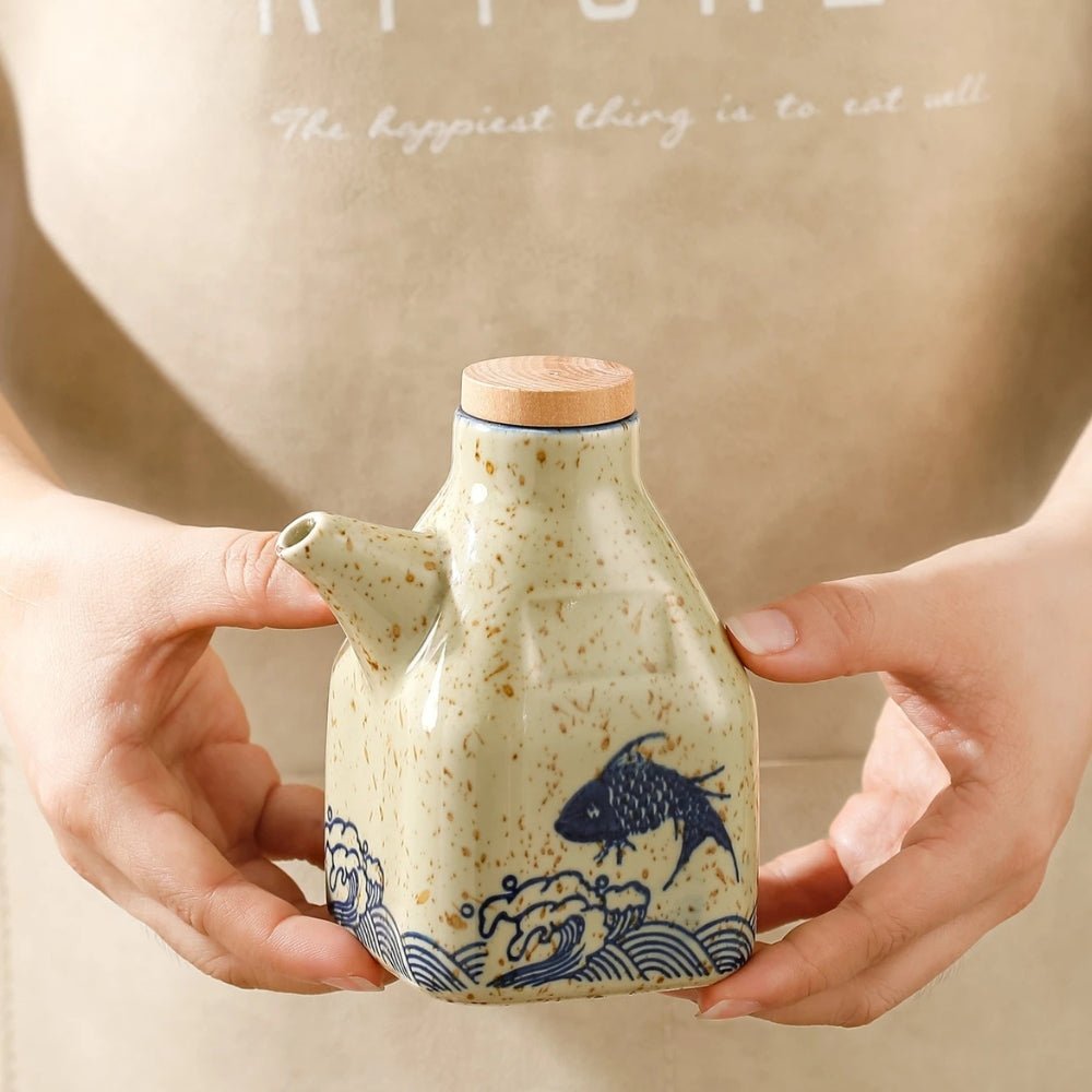 The Southern Atelier – Elegant Hand - Painted Ceramic Oil and Sauce Dispenser for Stylish Kitchen - The Southern AtelierSKU_1774883125858_181