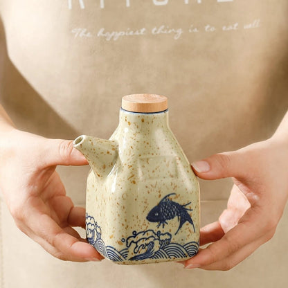The Southern Atelier – Elegant Hand - Painted Ceramic Oil and Sauce Dispenser for Stylish Kitchen - The Southern AtelierSKU_1774883125858_181